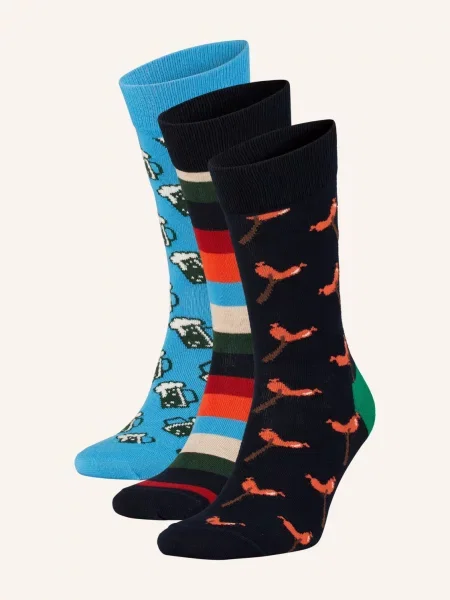 Happy Socks Ponožky Wurst And Beer 3 Páry V Dárkovém Balení navy tmavě modré
