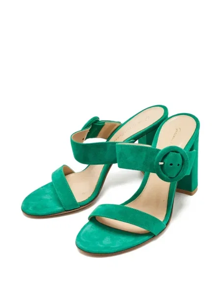 Sandale Gianvito Rossi din piele de căprioară cu cataramă verde