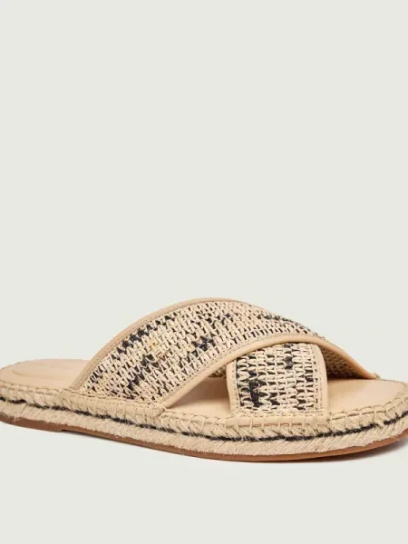 Șlapi Tommy Hilfiger din piele bej