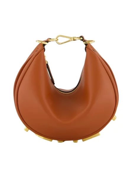 Mała mały torebka skórzana Fendi Fendigraphy skórzana brązowa