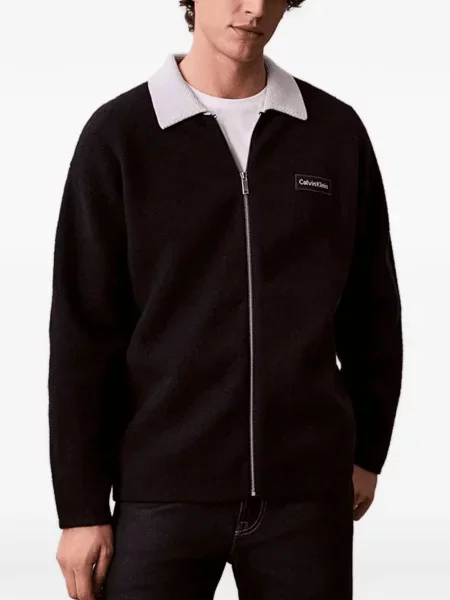 Kołnierzykowy kardigan Calvin Klein czarny