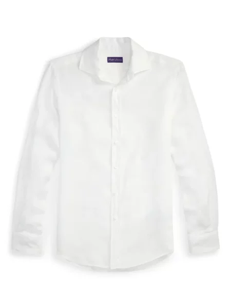Lněná košile Ralph Lauren Purple Label bílá