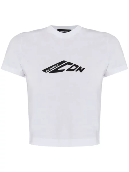 Decupat tricou Dsquared2 cu autograf alb