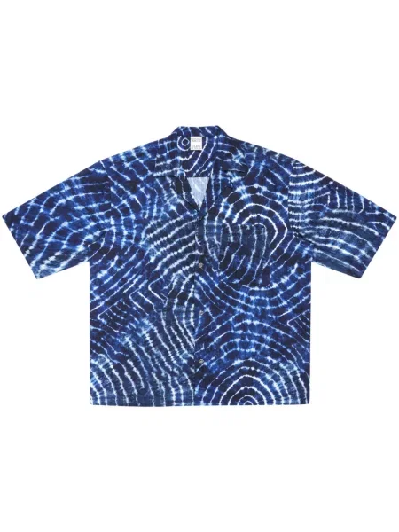 Риза Marcelo Burlon Aop Soundwaves Hawaii Shirt мъжка със свободна кройка синьо