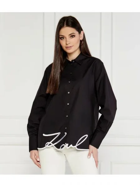 Karl Lagerfeld Cămașă karl hem signature shirt negru