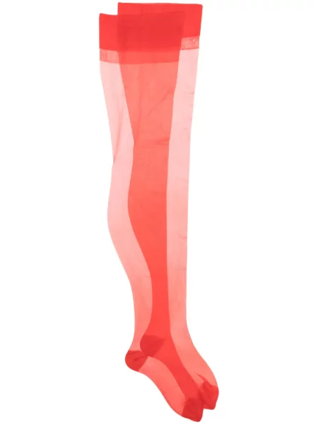 Ciorapi Maison Close transparente roșu