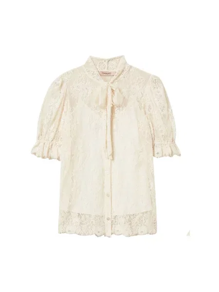 Koszula Twinset z kokardką beżowa