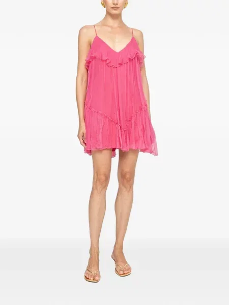 Rochie mini Nissa de mătase roz