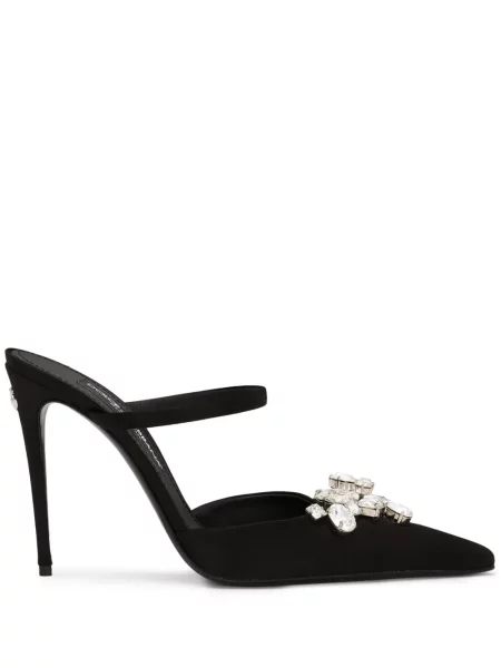 Papuci tip mules Dolce & Gabbana de cristal negru
