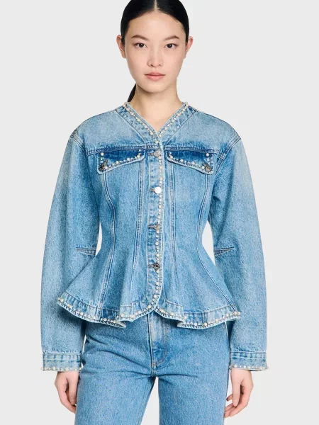 Джинсова куртка Sandro блакитна