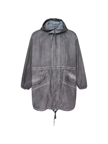 Geacă parka Maison Margiela cu glugă cu cordon gri