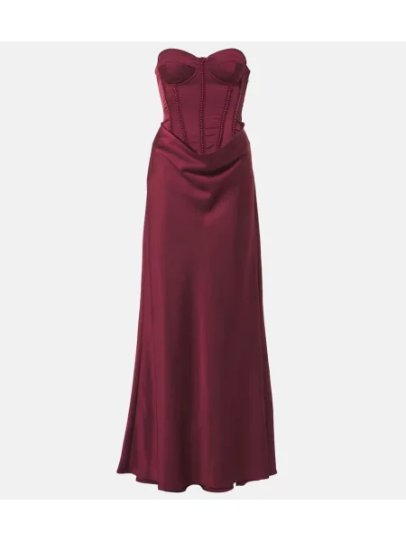 Rochie Rotate din satin drapată bordo