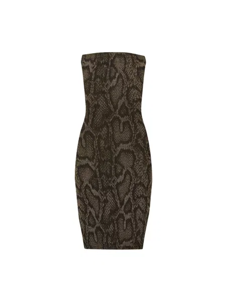 Sukienka Wolford skórzana z nadrukiem w wężowy wzór zielona