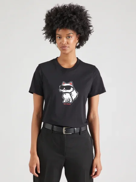 Karl Lagerfeld Tričko grenadínová / čierna biela