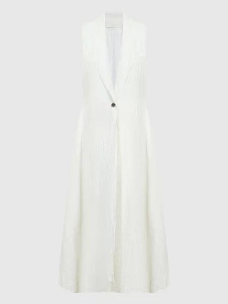 Подовжений жилет з льону з ефектом жатки Marc Le Bihan білий