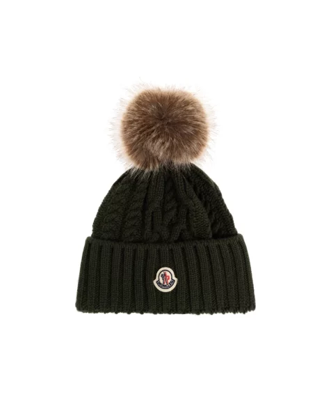 Czapka Moncler z kaszmiru zielona