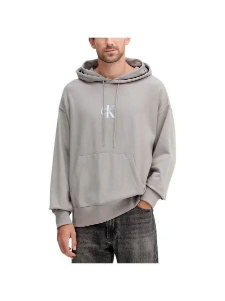 Geacă de blugi Calvin Klein Jeans din material terry gri