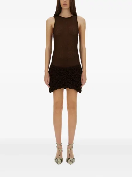 Rochie mini Selia Richwood cu volane de costum maro