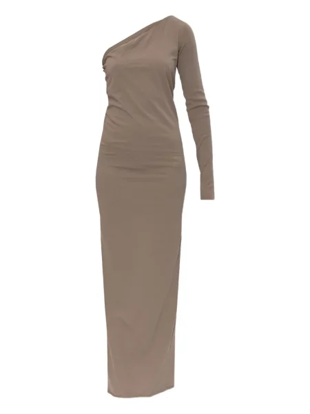 Rochie maxi Rick Owens Drkshdw cu un umăr gol lungă de costum maro