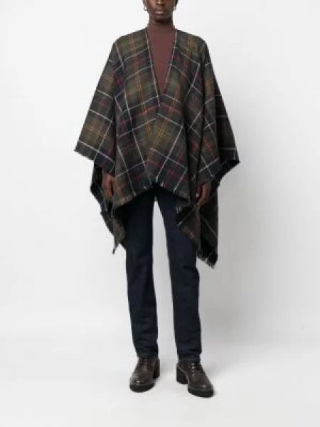 Ponczo Barbour w kratę zielone