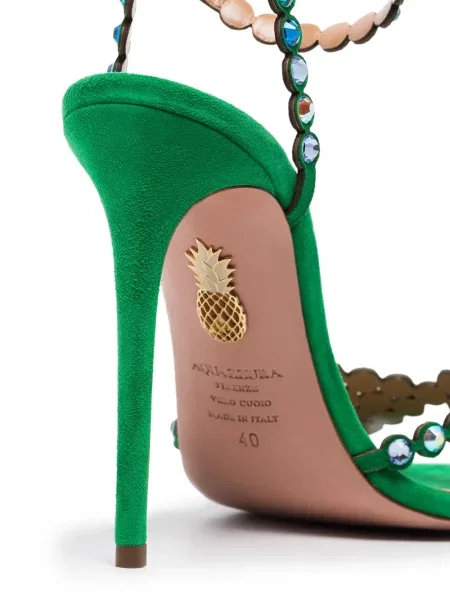 Sandale Aquazzura din piele de căprioară verde