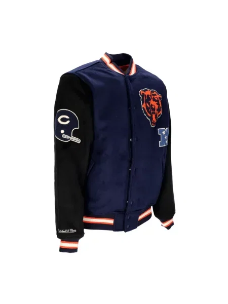 Kurtka Mitchell & Ness wełniana niebieska