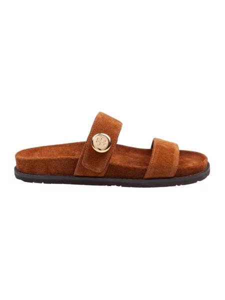 Klapki Tory Burch skórzane brązowe
