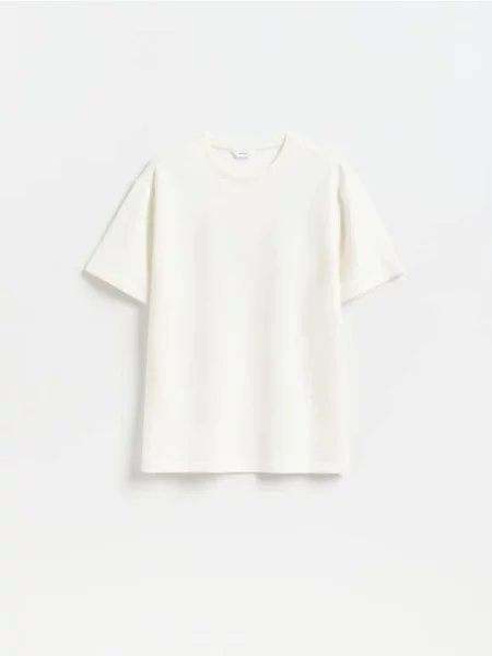 Reserved Tricou regular cu adaos de modal crem