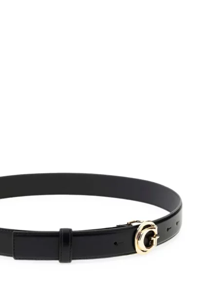 Kožený pásek Guess s autogramem černý