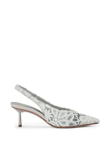 Pantofi cu toc Le Silla din dantelă slingback alb