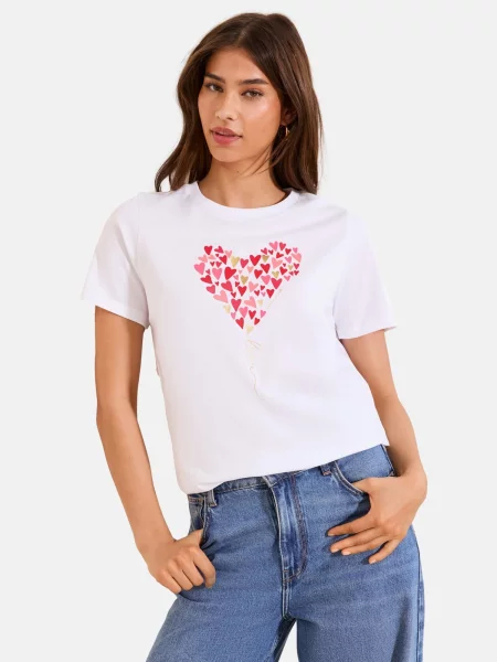 Lipsy Tricou Wear It With Love auriu / roz / roșu alb