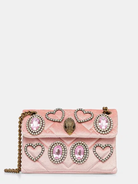 Kurt Geiger London geantă de mână din catifea VELVET MINI KENSINGTON roz