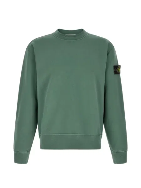 Hanorac crewneck Stone Island din fleece cu decolteu rotund cu strasuri verde