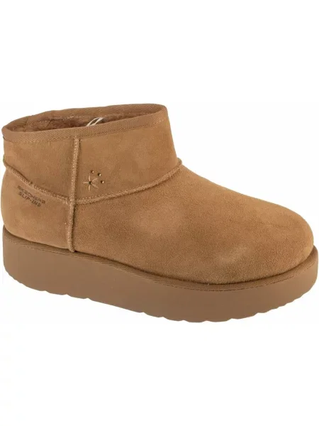 Botki Skechers skórzane brązowe