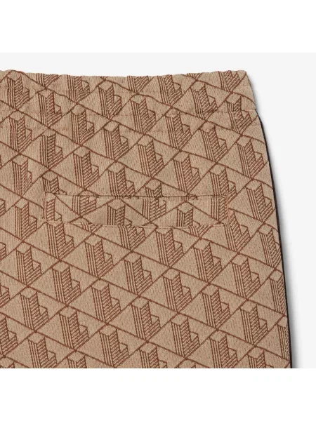 Lacoste Spodnie Dresowe Paryż Z Monogramem Regular Fit Jasnobrązowe brązowy