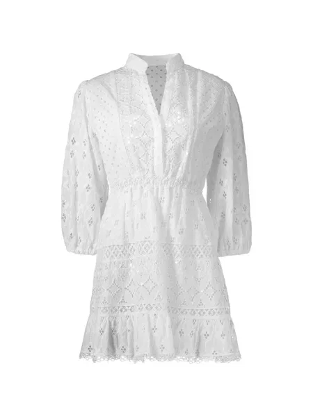 Rochie mini Temptation Positano cu broderie alb