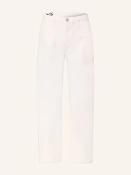 Jeansy o kroju barrel fit z wpuszczanymi model Lissie bold' Opus białe