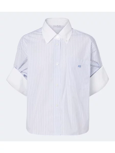 Cămașă Acne Studios cu dungi din poplin albastru