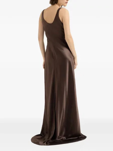 Lung rochie Brunello Cucinelli din satin maro