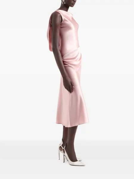 Rochie midi Nina Ricci asimetrică drapată roz