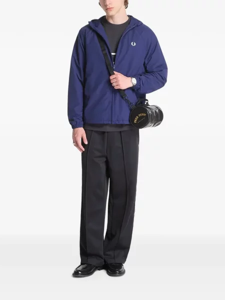 Geacă Fred Perry cu broderie cu glugă albastru