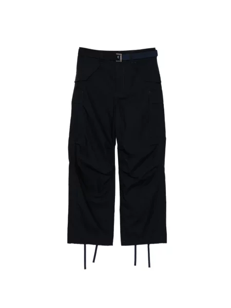 Cu centură pantaloni Sacai din țesătură twill negru