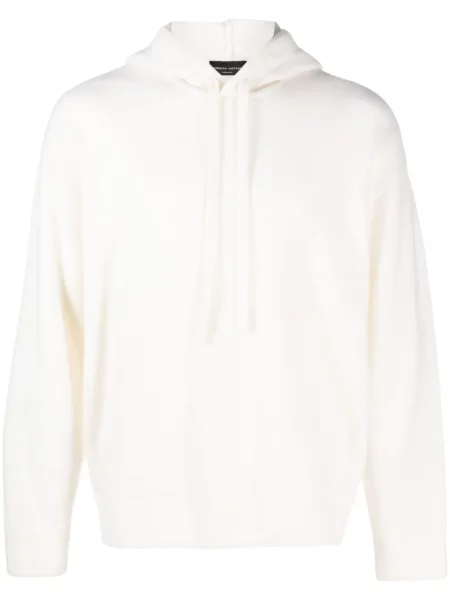 Суичър с качулка Roberto Collina от джърси бяло