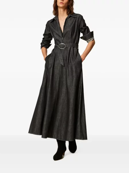 Lung rochie din denim Twinset negru