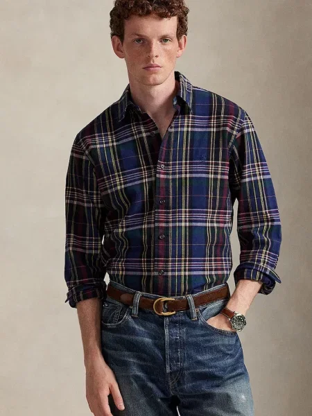 Риза Polo Ralph Lauren със стандартна кройка с яка с копче зелено