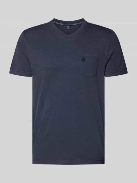 T-shirt z dekoltem w serek w kroju regular fit Lerros granatowa