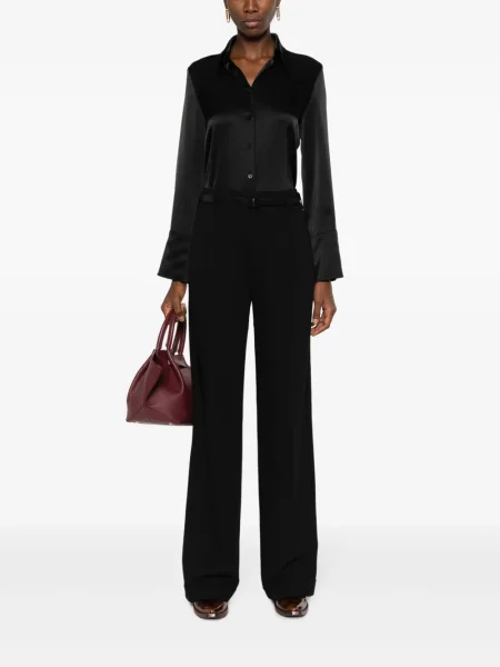 Vilnonės juosmuo kelnės Ralph Lauren Collection juoda