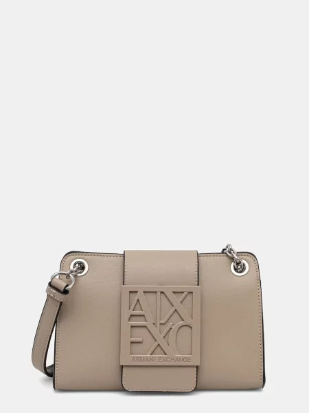 Armani Exchange listonoszka z imitacji skóry beżowa