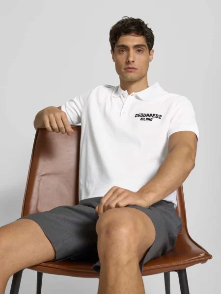 Koszulka polo o kroju regular fit z bawełny Dsquared2 biała
