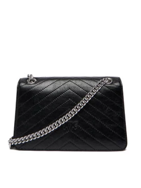 PINKO Torba za čez ramo Pinko Sac Rabat Love One Light Mini Vitello Wr Noir' črna